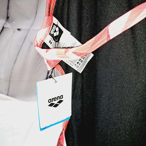 NWT Arena Flou Red White Shattered Glass Challenge Back 1 piece swimsuit US40 - Picture 5 of 13